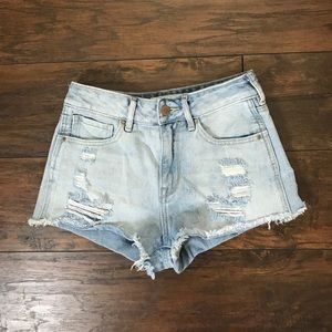 High rise denim shorts